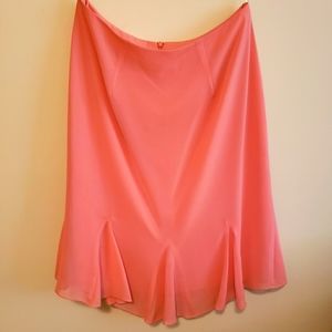 Lori Ann Montreal Peach Skirt Lined Frilly Flowy Hem  Back Zipper Size 9/10